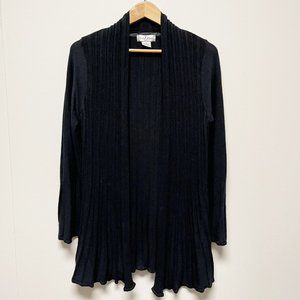 ONCE AGAIN Black Ribbed Viscose Blend Ribbed Cardigan Size M